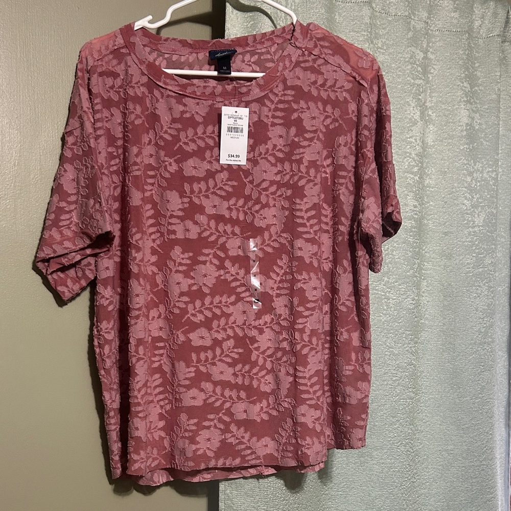 Daytrip Floral Lace Short Sleeve Top - Mauve